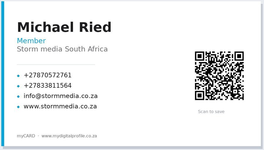 A myCARD business card picture in the standard design